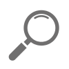 Eine graue Lupe zeigt einen stilisierten Vergrößerungsglaseffekt, geeignet für Suchfunktionen auf Webseiten oder Anwendungen. Der Hintergrund ist schlicht weiß, was die Lupe betont.